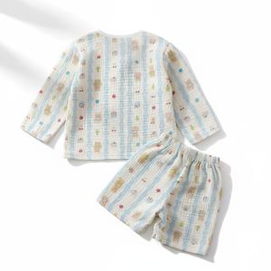 Ropa de Dormir de Verano para Mujer, con Botones al Frente, Suave y Transpirable, de Poliéster/Algodón, Manga Larga - Product Image 4