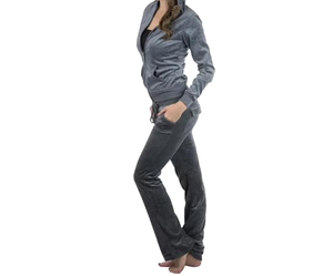 Women's Gray <b>Polyester</b> <b>Tracksuit</b> Full Length Sleeves Half-Zip Casual Regular Fit Side Pockets Drawstring Closure Autumn Wear - Product Image 1