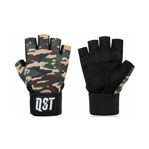Guantes de Levantamiento de Pesas, Medios Dedos, Camuflaje, con Soporte para Muñeca, Palma Acolchada, Ligeros, Cierre de Hebilla, Logotipo Personalizado, OEM, ODM - Product Image 1