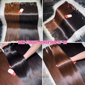 Extensiones de Cabello Humano Natural Negro Marrón Liso Espejo Remy Súper Doble Trama, 100% Cabello Virgen Vietnamita con Doble Trama a Máquina - Product Image 3