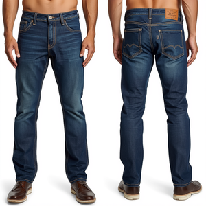 Premium <b>Men's</b> Contrast Stitch Straight Denim Pants with Heavyweight Cotton Fabric Durable Construction and Casual Fashion Design - Product Image 3