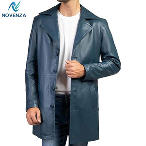 Fashionable Men Genuine Leather Reversible Trench <b>Coat</b> Winter Warm <b>Lined</b> Outerwear for Business Travel and Everyday Wear - Product Image 1