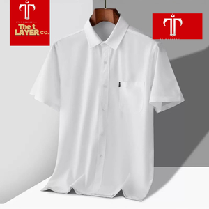 เสื้อเชิ้ตผู้ชายลำลองฤดูร้อน ผ้าโพลีเอสเตอร์ ตัวเลือกแบบสั่งทำ ทรงหลวม แฟชั่นเรียบง่าย ระบายอากาศได้ดี ซับเหงื่อ แขนสั้น - Product Image 2