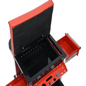 Siège roulant à 2 tiroirs en acier robuste pour rangement d'outils, équipement d'atelier et garage, ajustement universel, rouge-orange GAPGAR036 - Product Image 2