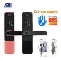 Cerradura Inteligente para Puerta de Madera con Manija, con Batería de Litio USB, Antirrobo, con Reconocimiento de Huellas Dactilares, TUYA, para Hotel, Más Vendida