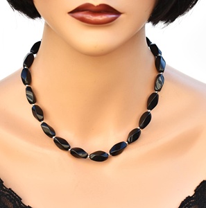Handmade Black Onyx necklace Beaded Gemstone Statement Jewelry Chunky <b>Collar</b> choker for women - Product Image 1