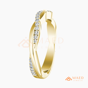 Bague en or 18 carats plaqué or, diamant moissanite torsadé, alliance de mariage de luxe, bijoux fins, USA, pour femmes - Product Image 5
