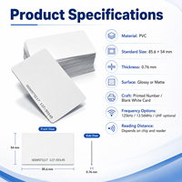 Échantillons Gratuits Carte Intelligente PVC Étanche Taille Standard CR80 Blanche Imprimable Sans Contact Plastique 216 RFID