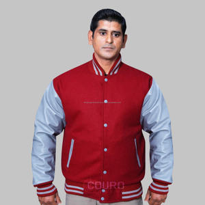 Veste universitaire en denim de laine de haute qualité pour hommes, personnalisable, style baseball, col montant, réversible, respirante, manches en cuir - Product Image 2