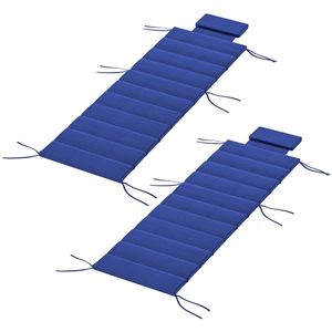 Set di due cuscini pieghevoli per sedie a sdraio blu scuro, cuscini e imbottiture per esterni (solo cuscino) - Product Image 5