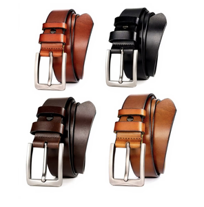 BS INTERNATIONAL <b>Men's</b> Genuine Cow Hide Leather Eco-Friendly Comfortable Vintage Style Casual <b>Belt</b> Steel <b>Snake</b> Buckle (Solid) 38 - Product Image 4