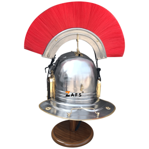 Casque de Centurion Romain Fait Main avec Plume Rouge en Acier Doux – Réplique Historique pour Reconstitutions et Événements Cosplay - Product Image 6