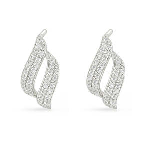 Super vente flash de septembre, boucles d'oreilles pendantes en argent rhodié 925 Sterling Silver Dancing Wave pour femmes, Saint-Valentin - Product Image 1