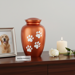 Premium Pet Cremation Urn Durable Elegant Design White Paw Print Secure Threaded Lid Perfect Memorial Decorative Jar <b>For</b> Dog Cat - Product Image 2