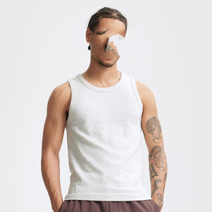 Mens Ribbed Gym Tank <b>Top</b> <b>Tight</b> <b>Fitting</b> Sleeveless Vest 95% Cotton 5% Spandex Muscle Shirt Custom Logo Fitness Workout Tank <b>Top</b> - Product Image 3