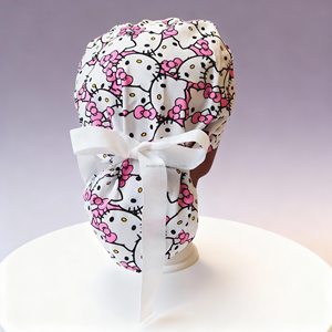 Cappellini chirurgici mimetici con fodera in raso con stampa a cartoni animati simpatici cappelli da infermiera con stampa stampata a coda di cavallo - Product Image 3