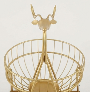 Élégante corbeille à fruits en fil métallique doré, plateau de rangement en forme d'animal avec poignée pour la décoration de la table de cuisine - Product Image 3