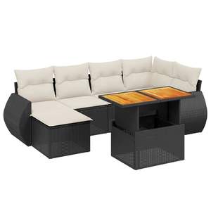 Conjunto de Sofá de Jardín de 7 Piezas con Reposabrazos Ajustables, Colección de Ratán PE Negro - Product Image 2