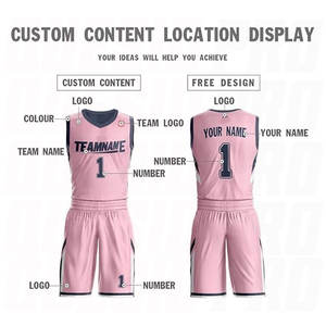 ชุดบาสเก็ตบอลสีชมพูและกรมท่าแบบกลับด้านได้ ชุดฝึกซ้อมกระชับรูปร่าง ปรับแต่งลายพิมพ์ได้ ขายส่งแบบซับลิเมชั่น - Product Image 2