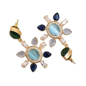 Export Brass Fashion Earrings Bulk <b>Raw</b> Natural Stone Design Matte Brass Texture Fashion Forward Style Bulk Export Quality - Product Image 2