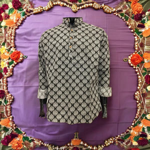 Camisa Kurta de Algodón Estampada a Mano para Hombre, Estampado Floral Étnico, Ropa Casual de Verano, Manga Larga, Estilo Indio Elegante y Festivo - Product Image 3