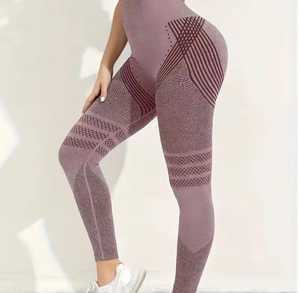Leggings Deportivos de Cintura Alta, Tejidos, de Compresión, Color Beige Sólido, para Mujer, para Todas las Temporadas - Product Image 6