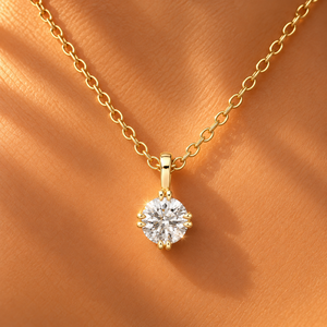 Pendentif solitaire en or massif 14K 18K avec diamant de laboratoire taille ronde, serti griffe, 0,50-2,00 CT DEF VVS, certifié IGI, bijoux classiques ODM - Product Image 2