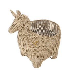 Cute Unicorn Shaped Rattan <b>Basket</b> Woven Decorative Animal Storage Bin Kids Toy Blanket Clothes Laundry <b>Hamper</b> - Product Image 4