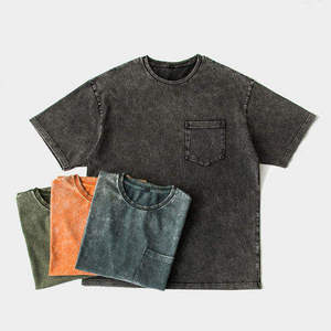 Men Acid Wash <b>T</b> <b>Shirt</b> Polyester/Cotton Quick Dry Eco-Friendly Short Sleeves <b>Ringer</b> High Quality - Product Image 3