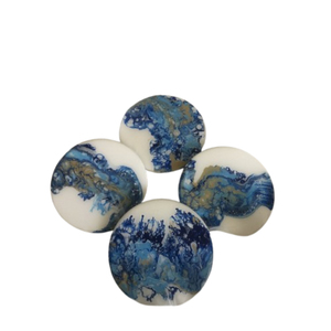 White And Silver <b>Epoxy</b> <b>Resin</b> Coaster Set Luxury Round Drink Mats With Metallic Silver Flake Inlay For Modern Home Decor & <b>Table</b> - Product Image 2
