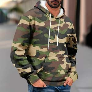 Sweat à capuche pour homme en molleton épais 380 GSM 100% coton, coupe ample, imprimé camouflage, poches kangourou, fabrication OEM sur mesure, best-seller - Product Image 1