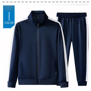 Conjunto Deportivo Liso de Color Sólido al por Mayor, Pantalones y Chaqueta Deportivos a Rayas - Product Image 4