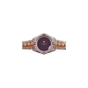Luxury Simple Antique Round Shape Yellow Gold Round Cut Diamond Case Analog Digital Moissanite Diamond Watch for Men's - Product Image 1