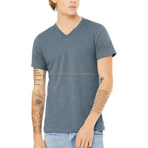 T-shirt unisexe à manches courtes en tissu tri-mélange, doux et confortable - Product Image 4