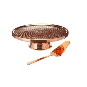 New Arrival Copper <b>Cake</b> <b>Stand</b> Set Round Handmade 2 Piece Serving Tray with Server - Product Image 3