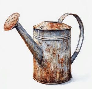 Arrosoir en métal au design antique, aspect classique pour la décoration du jardin, arrosage des plantes et des fleurs, bec long, construction robuste - Product Image 1