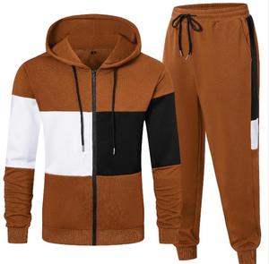 Conjunto Deportivo Casual de Invierno para Hombre, Sudadera con Estampado y Bloques de Color, Pantalones Deportivos, 100% Algodón Ecológico, Venta al Por Mayor - Product Image 1