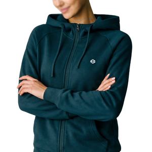 Slim Silhouette Zip Front Activewear Hoodie Stretch Knit Performance Fabric Clean Finish Casual Training Layer <b>Hoodies</b> Women - Product Image 1