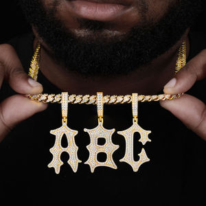 Collier pendentif Uzi Iced Out plaqué or 18 carats avec moissanite, bijou unisexe style Hip Hop pour fête et cadeau - Product Image 2