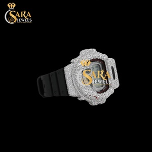 Reloj de Lujo con Diamantes VVS Moissanite, Acabado Brillante, Correa de Goma, Acero Inoxidable, Joyería de Regalo de la India - Product Image 3