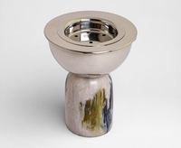 Brûleur d'encens rond en marbre avec bol en acier inoxydable, brûleur d'oud arabe, porte-parfum de luxe pour la maison, décoration du Ramadan