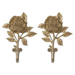 Perchero de pared decorativo de aluminio con diseño de hueso de perro dorado y patrón floral, 4 ganchos, doble fila, bonito soporte para llaves de mascotas y toallero - Product Image 5