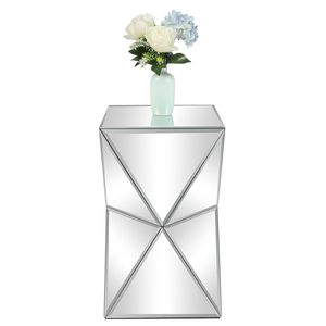 Comodino Moderno Argento con Specchio, Design Irregolare, Arredamento Camera da Letto per Casa o Appartamento, in Durevole Pannello a Densità Elevata - Product Image 5
