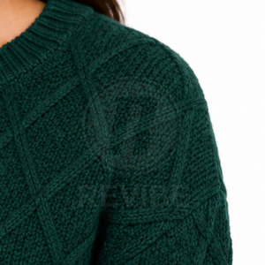Pull en maille de luxe pour femme, décontracté, avec logo frontal, confort premium, respirant, haute qualité, 100% coton/laine, personnalisable - Product Image 4