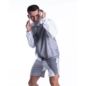<b>Men</b> Color Blocking Hooded Windbreaker <b>Jacket</b> With Zipper And Side Pockets Lightweight Polyester Sporty Tracksuit Set - Product Image 3