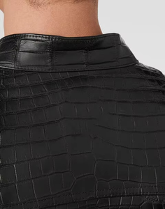 Chaqueta de Motero de PU con Relieve para Hombre, Estilo Lujoso, Corte Ajustado, Ropa Urbana, Logotipo Frontal Personalizado OEM - Product Image 3