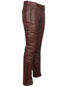 Pantalon de moto ample en cuir véritable respirant côtelé pour homme, style streetwear décontracté, taille mi-haute, poids moyen - Product Image 2