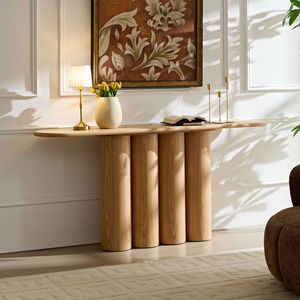Consolle Moderna 66.93 con Gambe Cilindriche Uniche, Finitura Naturale per Ingresso, Soggiorno, Corridoio, Foyer o Studio - Product Image 3