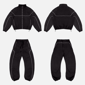 Ensemble coupe-vent pour homme, imperméable, streetwear, tenue tendance, doublure blanche, veste et pantalon légers, ensemble de vêtements de sport décontractés - Product Image 1