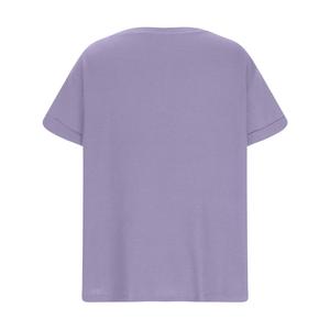 Camiseta de Punto Tipo Waffle para Mujer, Cuello en V, Manga Corta, Corte Holgado, Color Sólido, con Bolsillo, Transpirable, para Todas las Temporadas - Product Image 5
